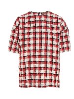 T-shirt in tweed a quadri rossa