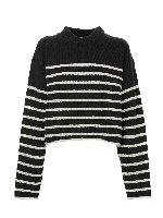 Pullover Boucle Stripe nero ed ecr