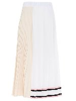 Gonna pliss color block bianca e crema