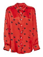 Camicia in seta rossa e nera stampa toro