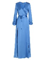 Abito lungo blu con cintura