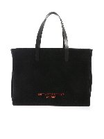 Shopper nera con logo a contrasto