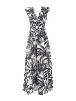 Abito lungo bianco con stampa blu