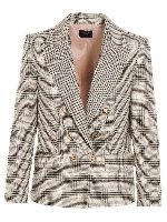 Giacca stampa check beige