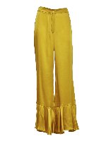Pantalone oro con arricciature sul fondo