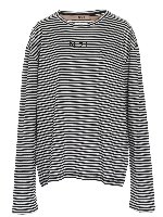 T-shirt logo a righe bianca e nera