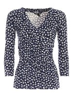 T-shirt manica tre quarti blu stampata