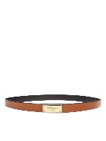 Cintura con placca logo marrone