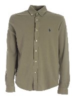 Camicia verde militare con logo blu