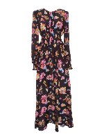 Abito lungo stampa Rococo nero