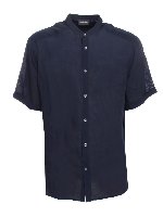 Camicia collo coreana blu