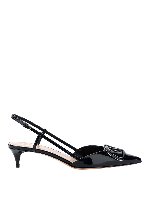 Slingback in pelle nera verniciata
