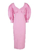 Abito midi in misto di cotone e seta