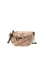 Borsa a tracolla color nude con logo nero