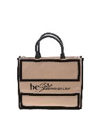 Shopper color nude con dettagli neri