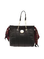 Borsa a spalla nera con foulard