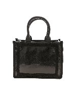 Borsa a mano nera con dettagli punto spugna