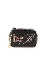 Borsa a tracolla nera con logo animalier