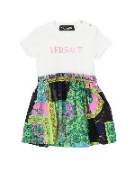 Vestito stampa Barocco Patchwork verde