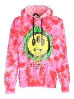 Felpa fucsia con stampa multicolor