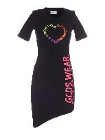 Abito nero con stampa a contrasto