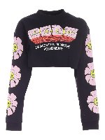 Felpa crop nera con stampa