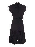 Abito chemisier nero con fondo pliss