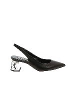 Slingback neri con tacco logato