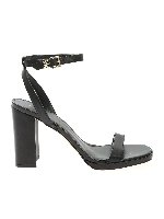 Sandali neri con logo metallico