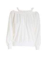 Maglia dettagli effetto crocket bianca