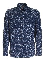 Camicia blu e azzurra stampata