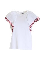 T-shirt bianca con ricamo Sangallo