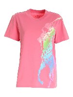 T-shirt color corallo con maxi logo stampato