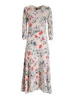 Abito in maglia beige stampa floreale