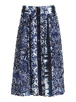 Gonna in seta sui toni del blu e bianca