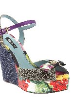 Sandalo con zeppa multicolore