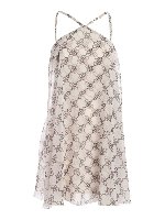 Abito corto bianco con stampa all-over