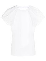 T-shirt maniche in pizzo bianca