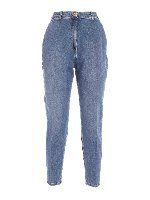 Jeans con ricamo logo blu