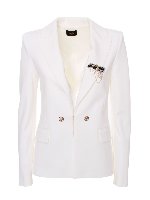 Giacca con spilla gioiello bianca