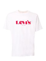 T-shirt logata bianca e rossa