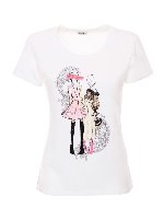 T-shirt stampata bianca con inserto