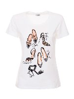 T-shirt bianca stampa scarpe