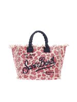 Borsa beige e blu stampa cuori