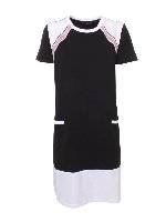 Abito corto nero con dettagli a contrasto