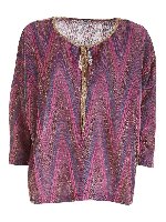 Blusa boxy viola oro e blu lame