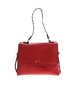 Borsa a spalla rossa con logo metallico