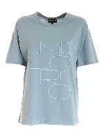 T-shirt verde con stampa logo tono su tono