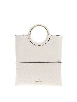 Borsa a mano beige con logo