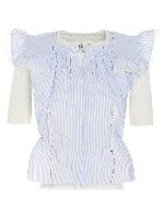 Top multicolor con popeline a righe